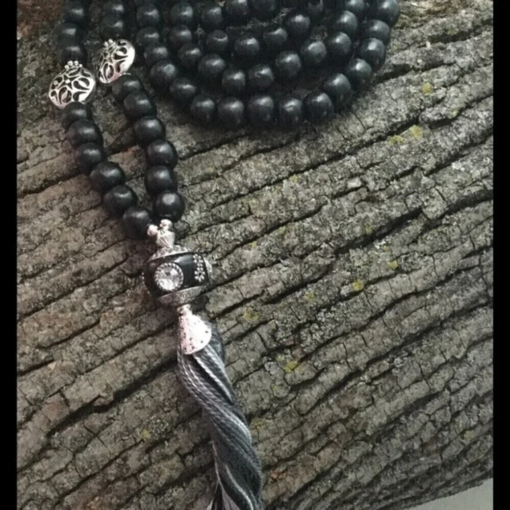 Black‎ Handmade Wood Mala 108 Beads